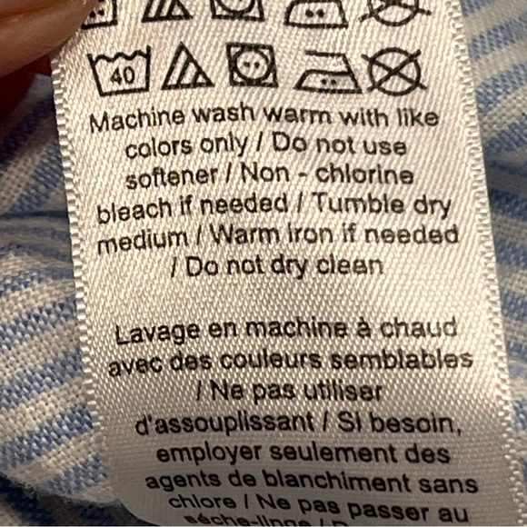 Untuckit Blue Stripe Linen Vignoles Long Sleeve Button Down Shirt Top size XXXL - Picture 9 of 10